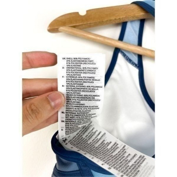 NWT Reebok Lux Racer Padded Colorblocked Bra in Blue‎ Slate Size XS - Picture 9 of 9